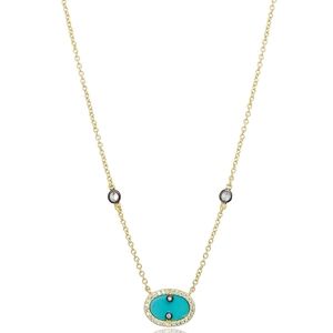 Freida Rothman | Hint of Sparkle Turquoise Oval Pendant Necklace